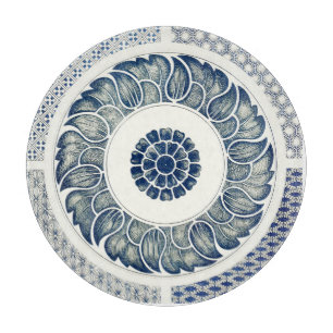 Chinese Medaillon: Indigo Blau Chinoiserie Snijplank