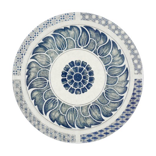 Chinese Medaillon: Indigo Blau Chinoiserie Snijplank (Voorkant)