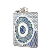 Chinese Medaillon: Indigo Blauwe Chinoiserie Heupfles (Links)