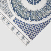 Chinese Medaillon: Indigo Blauwe Chinoiserie Tissuepapier (Detail)