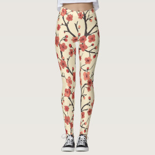 Chinese Meihua Koraal Bloesem Houtskool Tak Leggings
