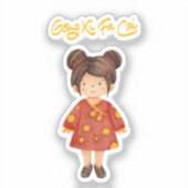Chinese Meisje met Bun Hair Gong Xi Fa Cai Sticker (Voorkant)