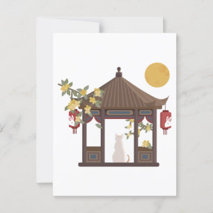 Chinese Mid-Autumn Moon Cat in het traditionele pa Briefkaart