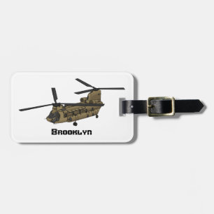 Chinese militaire helikopterillustratie bagagelabel