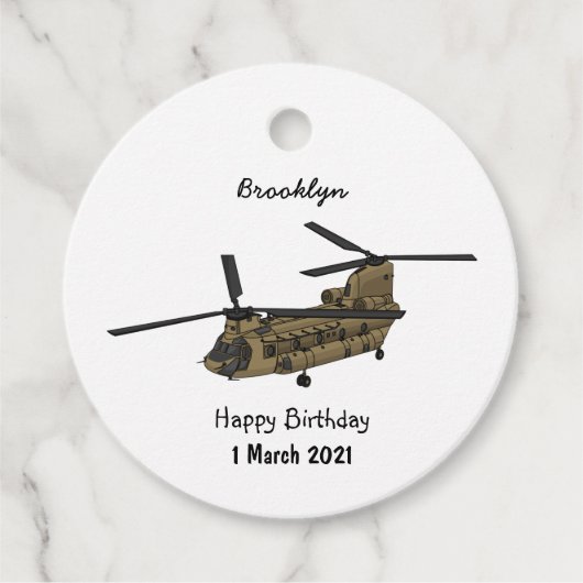 Chinese militaire helikopterillustratie bedankjes labels (Voorkant)