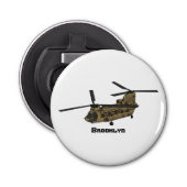 Chinese militaire helikopterillustratie button flesopener (Voorkant)