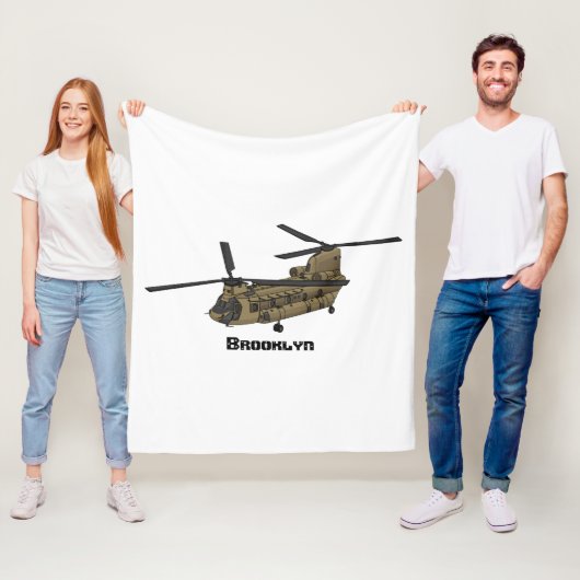 Chinese militaire helikopterillustratie fleece deken (In situ)