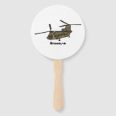 Chinese militaire helikopterillustratie handwaaier (Achterkant)
