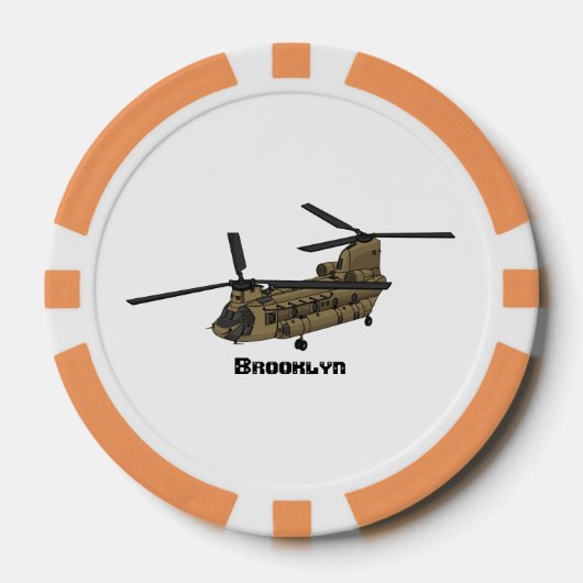 Chinese militaire helikopterillustratie poker chips (Voorkant)