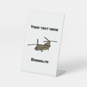 Chinese militaire helikopterillustratie reclamebord met voetstuk