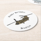 Chinese militaire helikopterillustratie ronde kartonnen onderzetter (Gebogen)