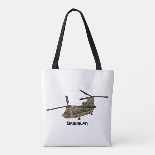 Chinese militaire helikopterillustratie tote bag (Achterkant)
