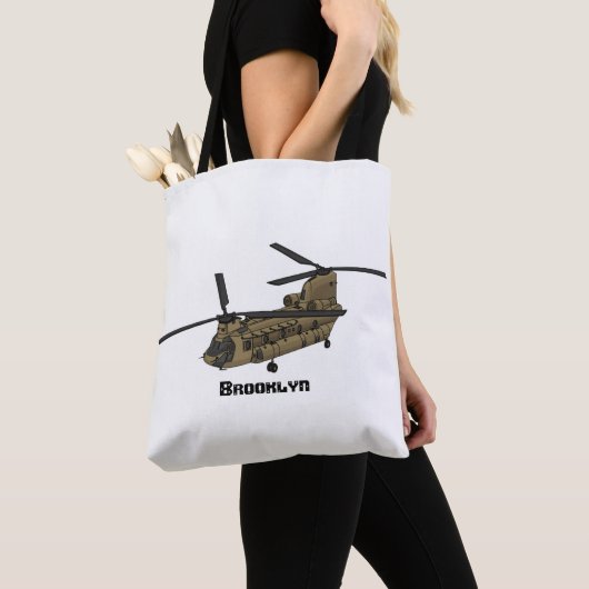 Chinese militaire helikopterillustratie tote bag (Dichtbij)