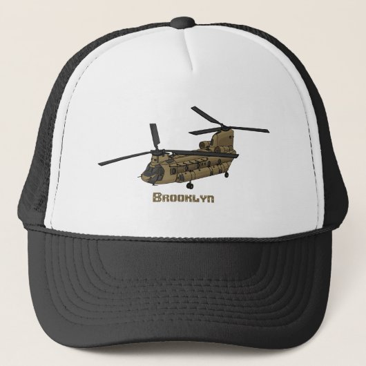 Chinese militaire helikopterillustratie trucker pet (Voorkant)