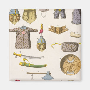 Chinese militaire wapens en kleding, illustratie v magneet