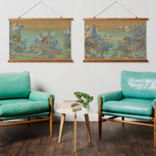 Chinese Ming Dynasty Reis naar Shu Landscape Hangend Wandkleed