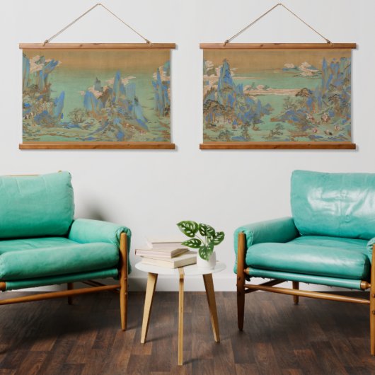 Chinese Ming Dynasty Reis naar Shu Landscape Hangend Wandkleed (Woonkamer)