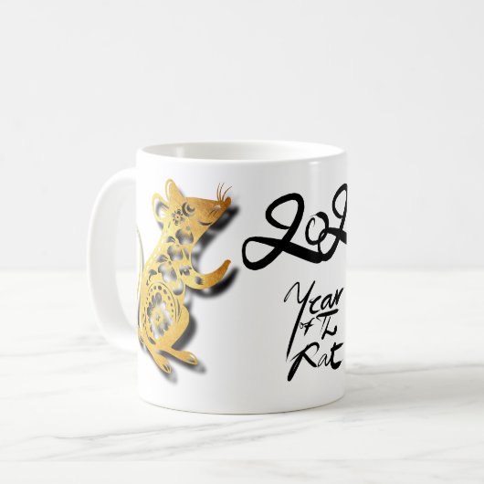 Chinese Mok met papiersnit voor nieuwjaar 2020 W (Voorkant links)