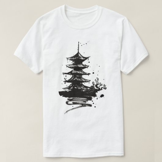 Chinese Monk Tower T-shirt – Spirituele Aziatische (Design voorkant)