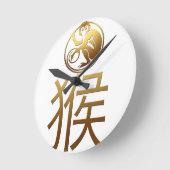 Chinese Monkey Year Gold Ideogram Zodiac Birth D W Ronde Klok (Hoek)