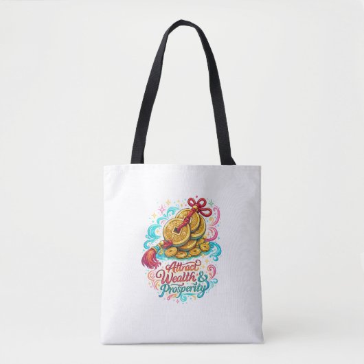Chinese Munten Lucky Charm Tote Tas | Feng Shui Ca (Voorkant)