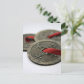 Chinese munten met goede lonken briefkaart (Staand voorkant)