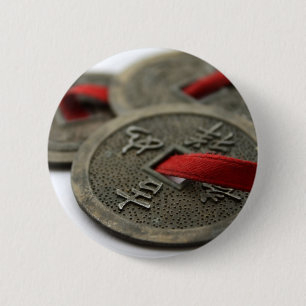 Chinese munten met goede lonken ronde button 5,7 cm