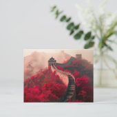 Chinese Muur in het najaar - Schilderachtig rood Briefkaart (Staand voorkant)
