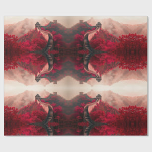 Chinese Muur in het najaar - Schilderachtig rood Cadeaupapier