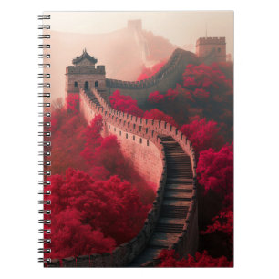 Chinese Muur in het najaar - Schilderachtig rood Notitieboek
