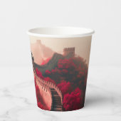 Chinese Muur in het najaar - Schilderachtig rood Papieren Bekers (Achterkant)