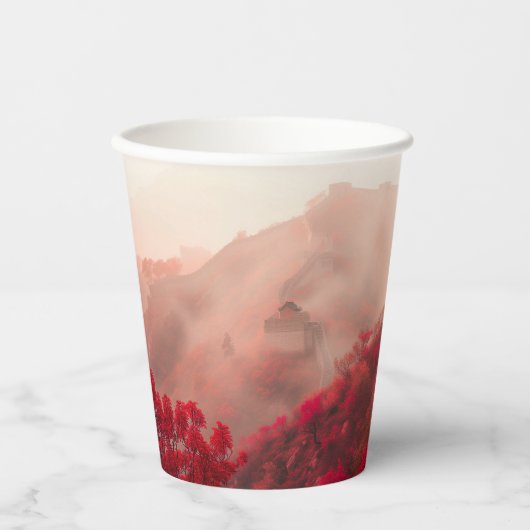 Chinese Muur in het najaar - Schilderachtig rood Papieren Bekers (Voorkant)