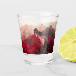 Chinese Muur in het najaar - Schilderachtig rood Shot Glas