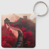 Chinese Muur in het najaar - Schilderachtig rood Sleutelhanger (Achterkant)