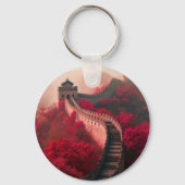 Chinese Muur in het najaar - Schilderachtig rood Sleutelhanger (Achterkant)
