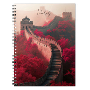 Chinese Muur in het Rode Herfst Notitieboek Reizen
