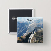 Chinese muur vierkante button 5,1 cm (Voorkant /achterkant)