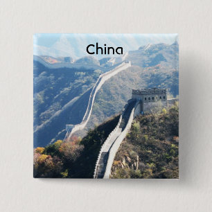 Chinese muur vierkante button 5,1 cm