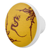 Chinese Mythologie Dragon, Swirls - Gold Red Keramische Knop (Rechts)