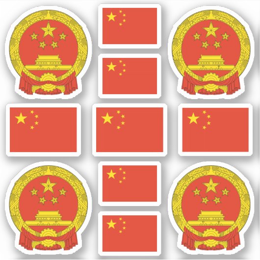 Chinese nationale symbolen / wapenschild en vlag sticker (Voorkant)