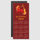 Chinese New Lunar Year Horse 2026 Calendar Magnet (Voorkant / Achterkant)