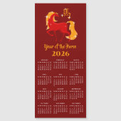Chinese New Lunar Year Horse 2026 Calendar Magnet (Voorkant)