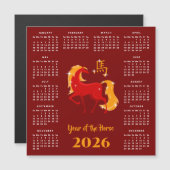 Chinese New Lunar Year Horse 2026 Calendar Magnet (Voorkant / Achterkant)