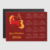 Chinese New Lunar Year Horse 2026 Calendar Magnet (Voorkant / Achterkant)