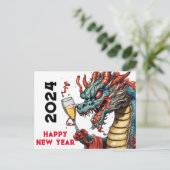 Chinese New Year 2024 Dragon lunar celebration Feestdagenkaart (Staand voorkant)