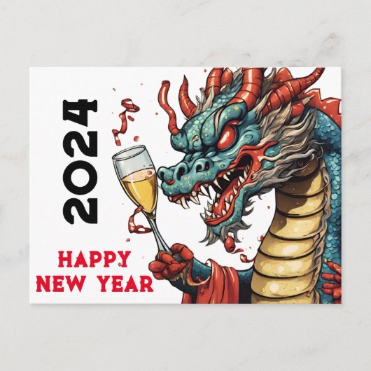 Chinese New Year 2024 Dragon lunar celebration Feestdagenkaart (Voorkant)