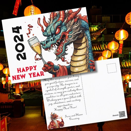 Chinese New Year 2024 Dragon lunar celebration Feestdagenkaart