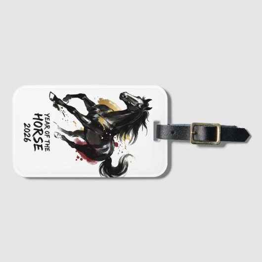 Chinese New Year 2026 Horse Art Bagagelabel (Voorkant (horizontaal))