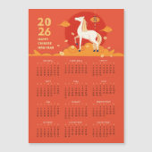 Chinese New Year 2026 Horse Calendar Magnetic Card (Voorkant)