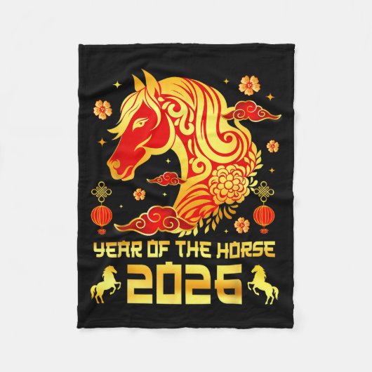 Chinese New Year 2026 Horse Happy Chinese New Year Fleece Deken (Voorkant)